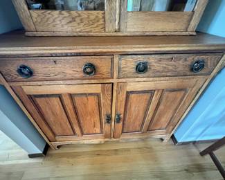 Oak Two Piece China Hutch