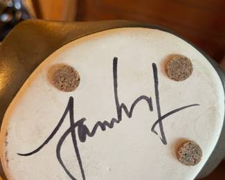 Michael Lambert Studio Art Pottery Metallic Finish Black Dancing Vase 