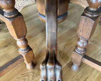 Oak Claw Foot Dining Table & Chairs
