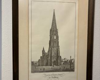Framed & Matted Print of Freiburg Cathedral