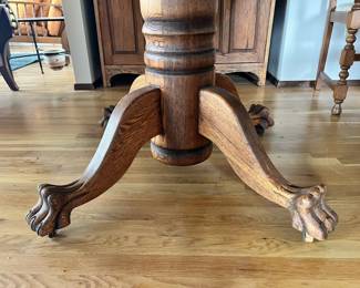 Oak Claw Foot Dining Table & Chairs