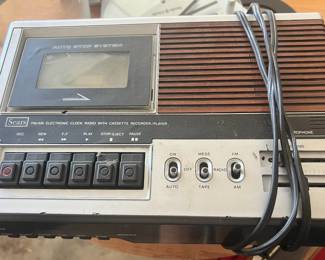 Sears AM/FM Electronic Clock Radio W/ Cassette Recorder & Player