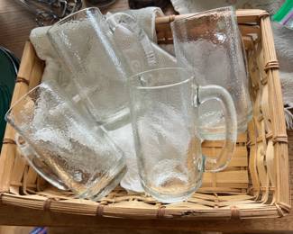 Set of 4 Dimpled Glass Beer Steins 