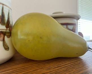 Green Ceramic Pear Sculpture