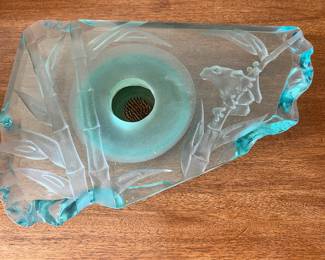 Blue Art Glass Japanese Style Ikebana Vase