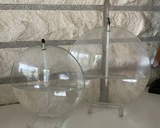 Pair of Round Clear Oil Lamps
