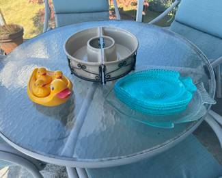 Glass Top Patio Table with 4 Chairs