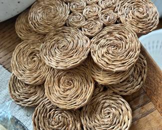 3 MCM Wicker Rattan Trivets