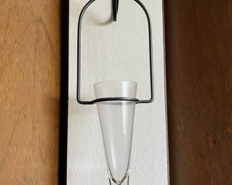 Wall Hanging Clear Glass Vase with Black Metal Stand