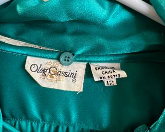 1980's Oleg Cassini Green Long Sleeve Blouse - Size 12