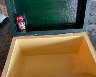 Floral Wooden Trinket Box, Miniature Gumball Bottle