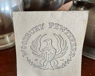 Woodbury Pewter Teapot, Creamer and Sugar Bowl