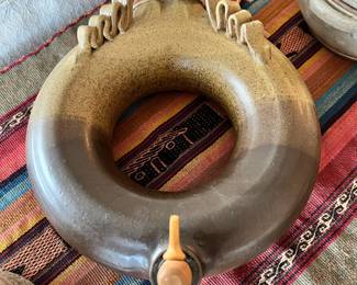 Pottery Ring Bottle/Donut Flask by S. Christopher