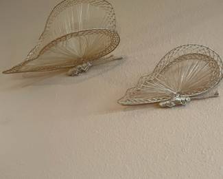 Pair of MCM Woven Butterfly Decor