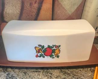 1970's Sterilite Butter Dish with Mushroom, Tomato and Garlic Design
