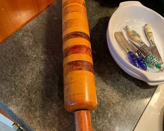 Multi Colored Turned Wood Rolling Pin