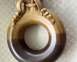 Pottery Ring Bottle/Donut Flask by S. Christopher