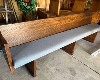 Three 8 foot cushioned church pews— available off site in Monroe 