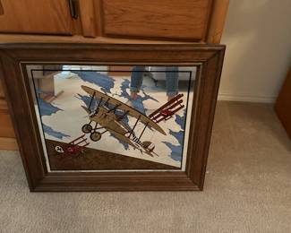 Vintage British Ace WW1 Mirror Fighting Plane 