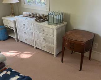 Wicker Dresser and Table
