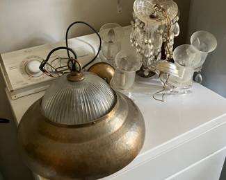 Nice Crystal Chandelier and Brass Light