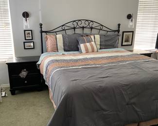 Bran New Ashley California King Bed Headboard, night tables, bedding