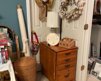DROP LEAF SEWING CABINET WITH DRAWERS