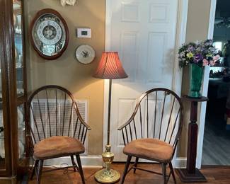 2 OF NINE WINDSOR BACK ARM CHAIRS