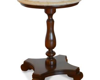 Marble-Top Pedestal Side Table