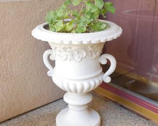 Large White Garden Urn Planter