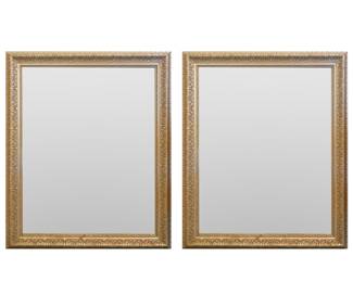 Pair of Ornately Framed Beveled Wall Mirrors
