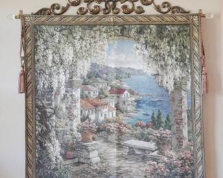 Seaview Hideaway by Yurie Lee Large Woven Fabric Tapestry w/Ornate Fixture