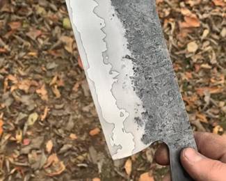 Hand forged Damascus steel cleaver. DKS knives