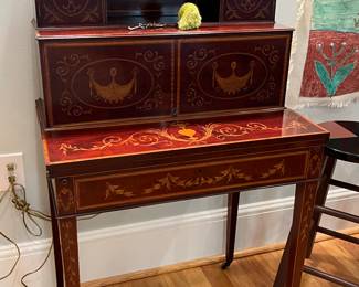 Very Fine Adams Style Satinwood Inlaid Early 20th C. Writing Desk