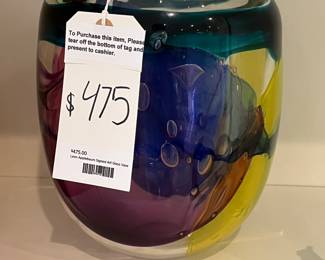 Leon Lion Applebaum Art Glass Vase