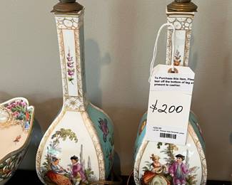 Pair of Meissen Romantic Porcelain Lamps