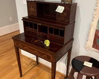 Early 20th C. Adams Style Satinwood Inlay Ladies Writing Desk