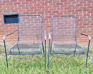 PAIR OF VINTAGE WROUGHT IRON ARM CHAIRS - OUTDOOR FURNITURE