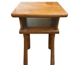 Antique Rustic Wood Side Table with Angled Legs 