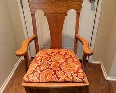 Large 19th Century Antique Tiger Oak Armchair with Upholstered Seat