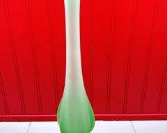 Tall Fogged Green Glass Swung Vase 