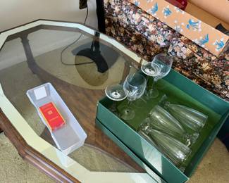 Glass covered Coffee Table