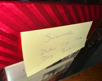 More Swarovskis, duck, Cat, Plate, Dog