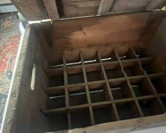 antique Gansett beer case inside