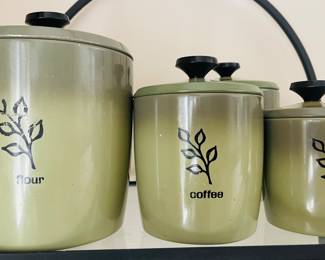 Mid Century Avocado Canister Set 