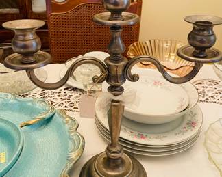 Pair of Pewter Candleabras