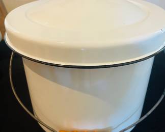 Vintage Enamel Ware Pail with Original Lid 