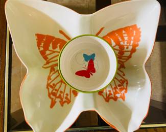 Lovely Gourmet Expressions Butterfly Splendor Chip & Dip Serving Dish
