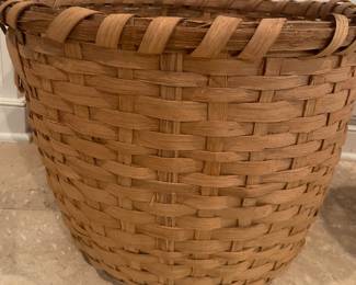 Very Old Split Oak Basket Hand Weaved by Mr Robinson