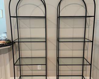 Two Great Iron & Glass Shelving Units 